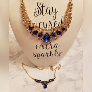 2 necklaces royal blue stones